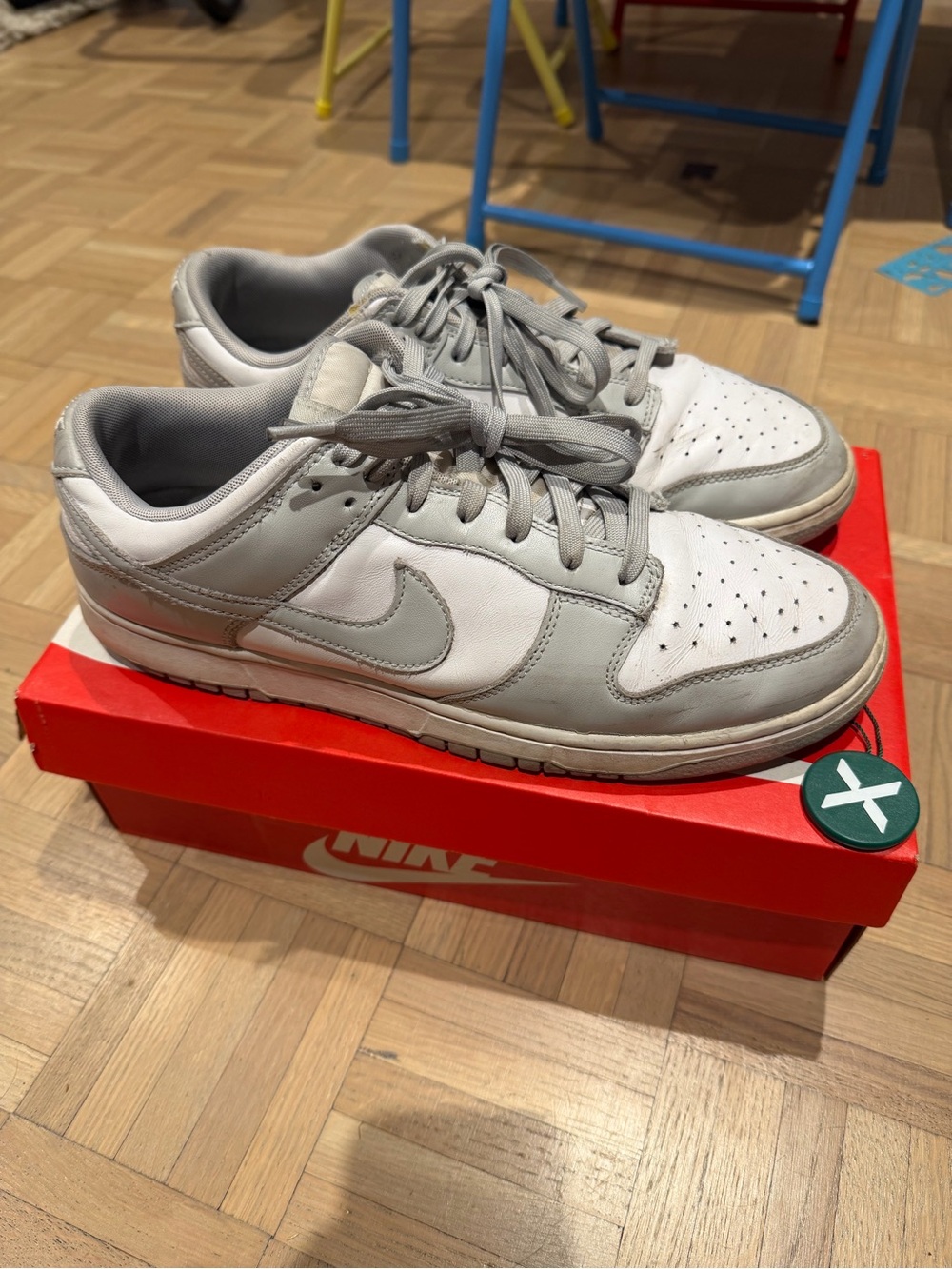 Men’s Nike Low-Top Dunks (Grey Fog) - Light Grey & White - Size 12
